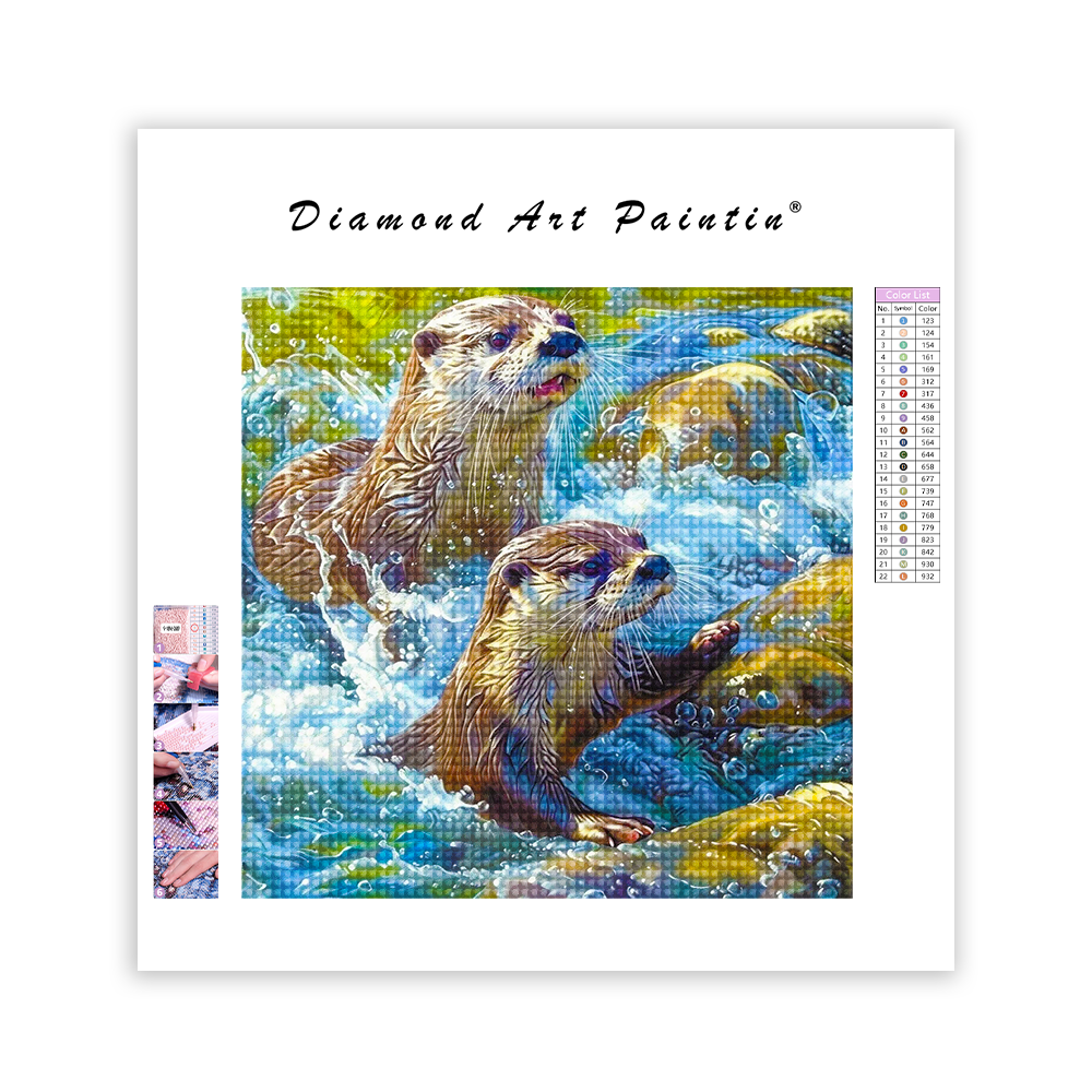 Otters in the River - Diamond Painting