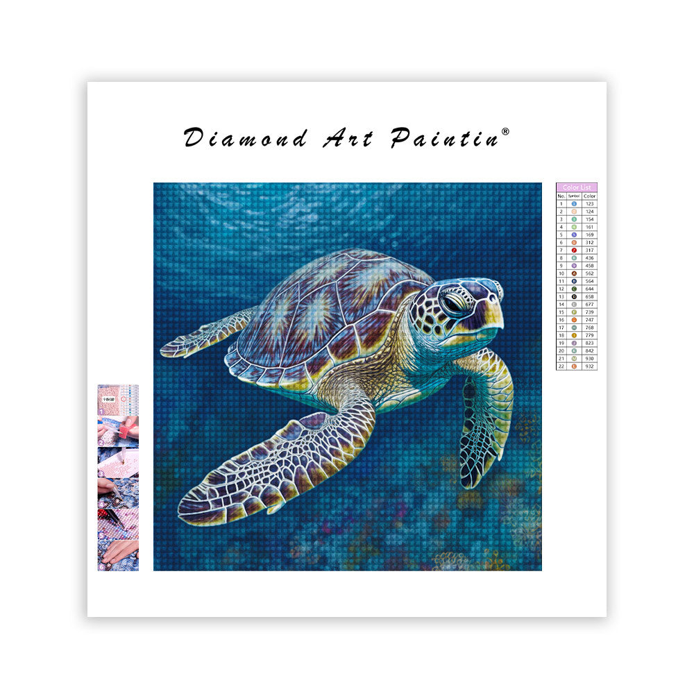 Sea Turtle In The Deep Sea - Diamond Painting