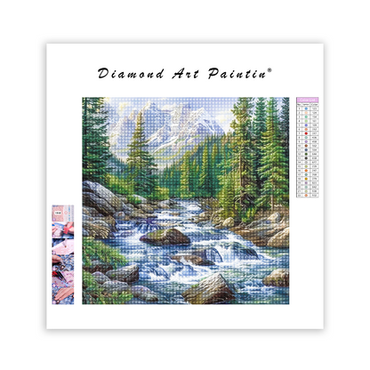 River Flowing Over Rocks - Diamond Painting