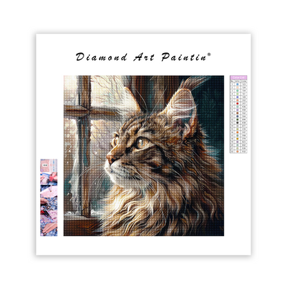 Cat In The Window-Diamond Painting