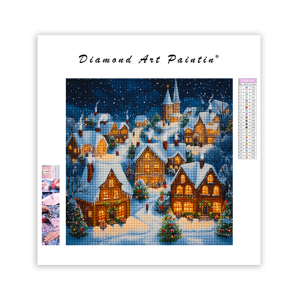 Christmas Village at Night - Diamond Painting