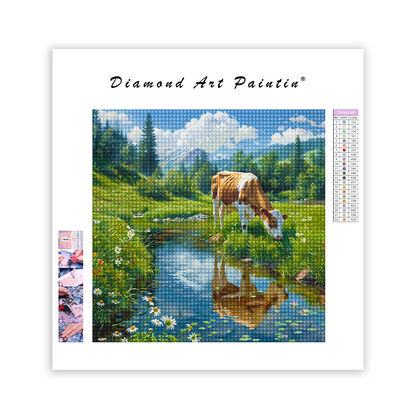 Cow By The River-Diamond Painting