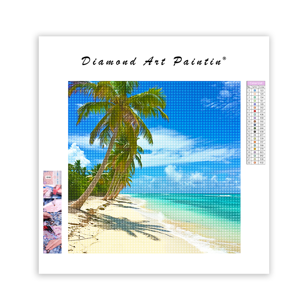 Palm Trees On The Tropical Beach - Diamond Painting