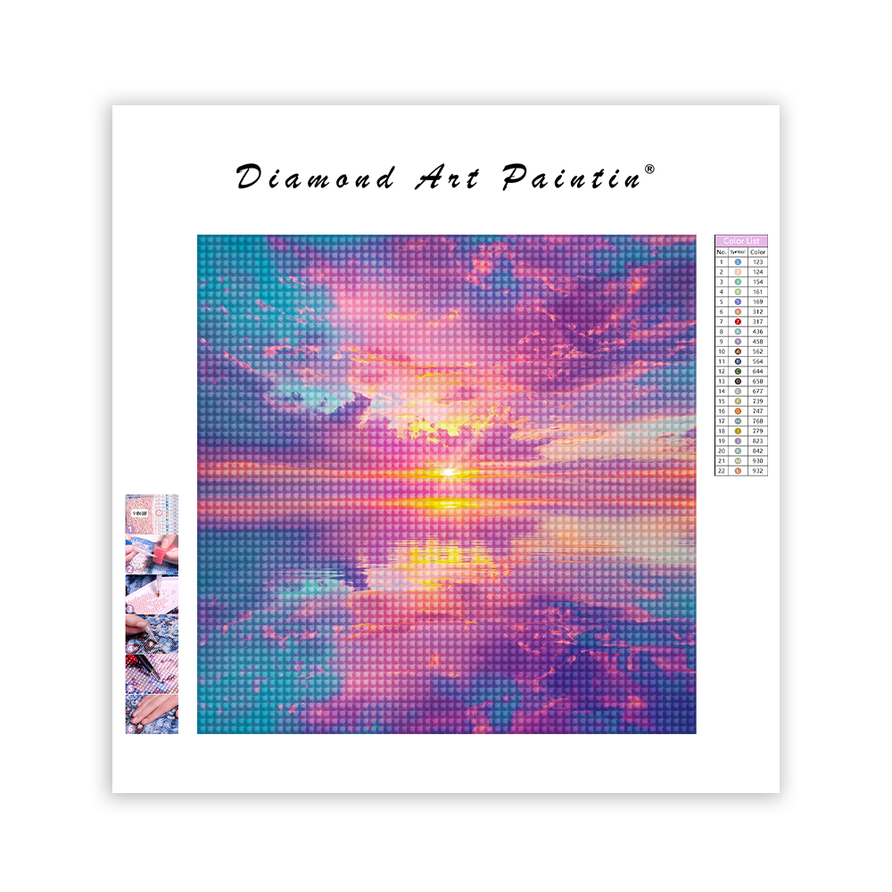 Sunset Over A Calm Lake - Diamond Painting