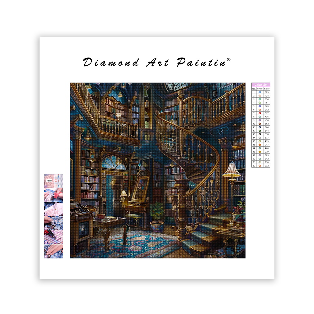 Fantasy Magic Book Library - Diamond Painting