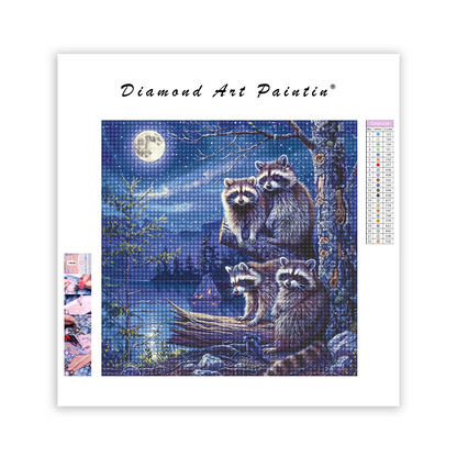 Raccoon Family - Diamond Painting