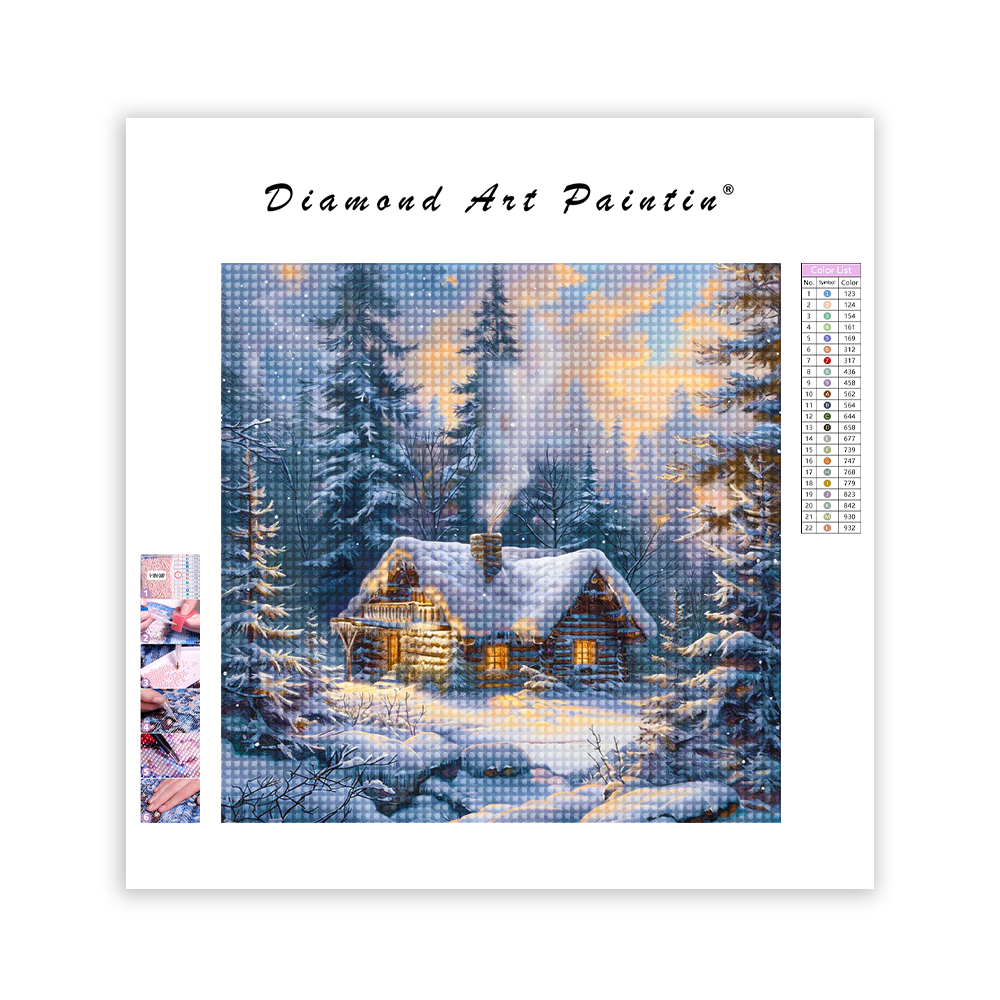 Snow Forest Cabin - Diamond Painting