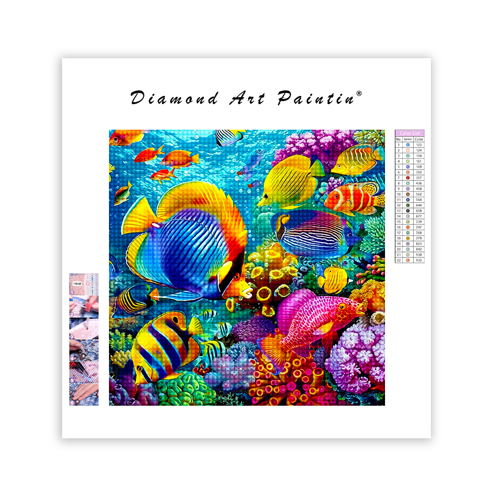 Fish School In Coral-Diamond Painting