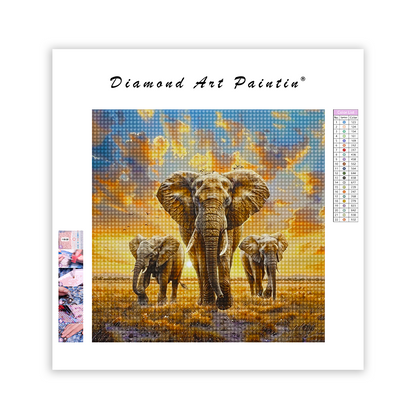 Elephant At Sunset - Diamond Painting