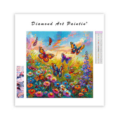 Butterfly In The Flowers - Diamond Painting