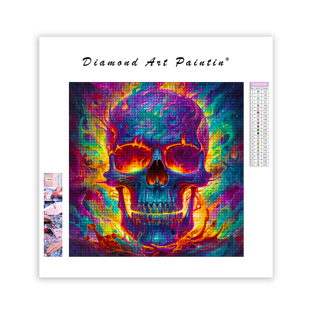 Skull Engulfed in Bright - Diamond Painting