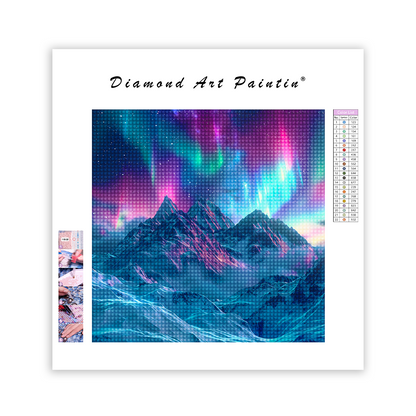 Colorful Aurora Snow Mountain - Diamond Painting