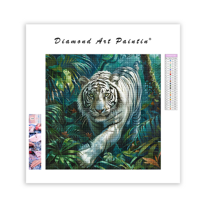 White Tiger In The Forest - Diamond Painting