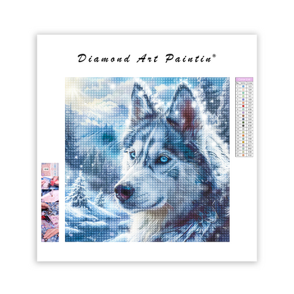 Wolf With Blue Eyes - Diamond Painting