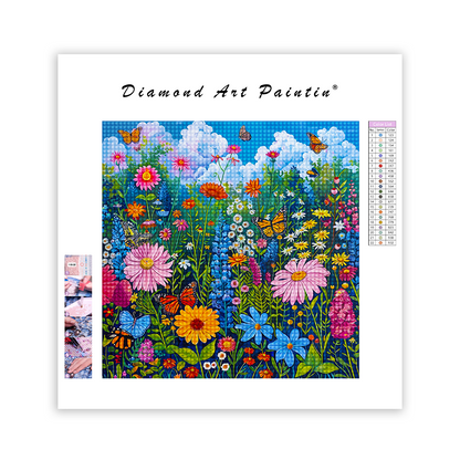 Butterfly Among Flowers - Diamond Painting