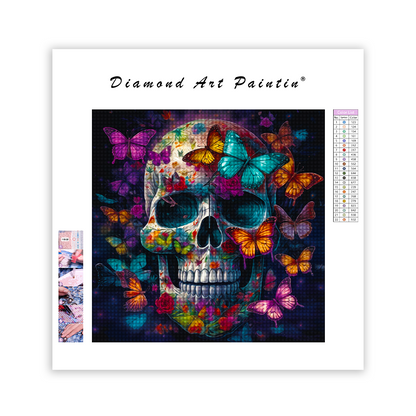 Skull With Colorful Butterflies - Diamond Painting