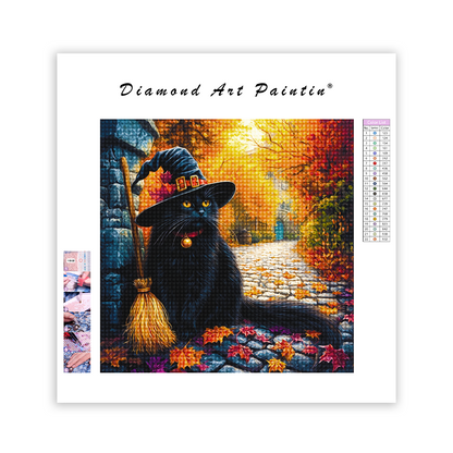 Witchs Hat and Broomstick - Diamond Painting