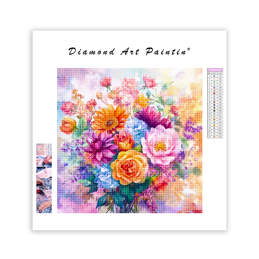 Colorful Flowers - Diamond Painting