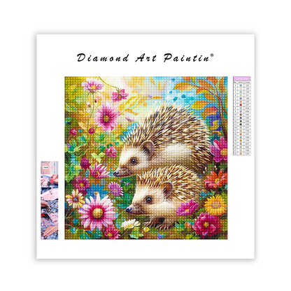 Hedgehog In The Flowers - Diamond Painting