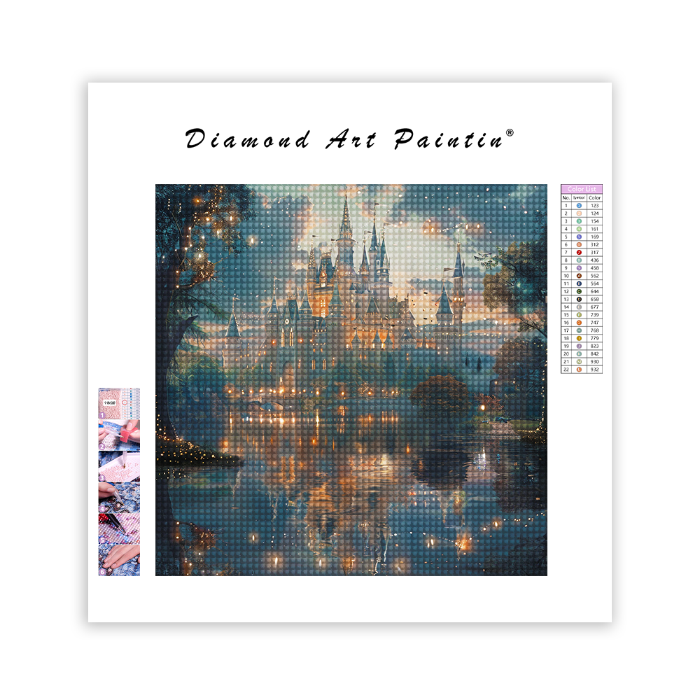 Castle In The Lake - Diamond Painting