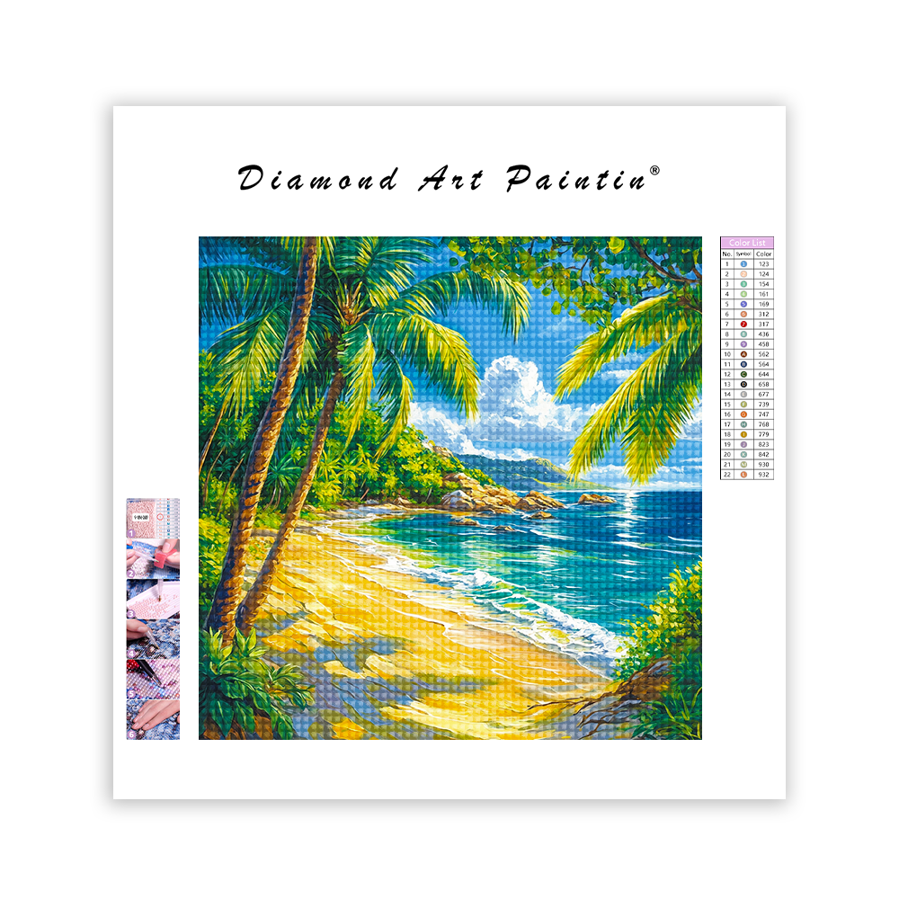 Tropical Beach With Clear Blue Water - Diamond Painting