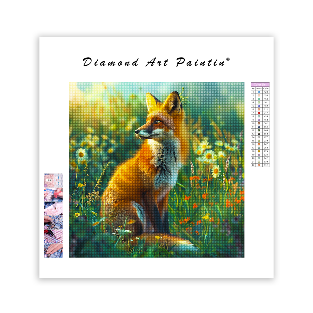 Cute Curious Fox Sitting - Diamond Painting