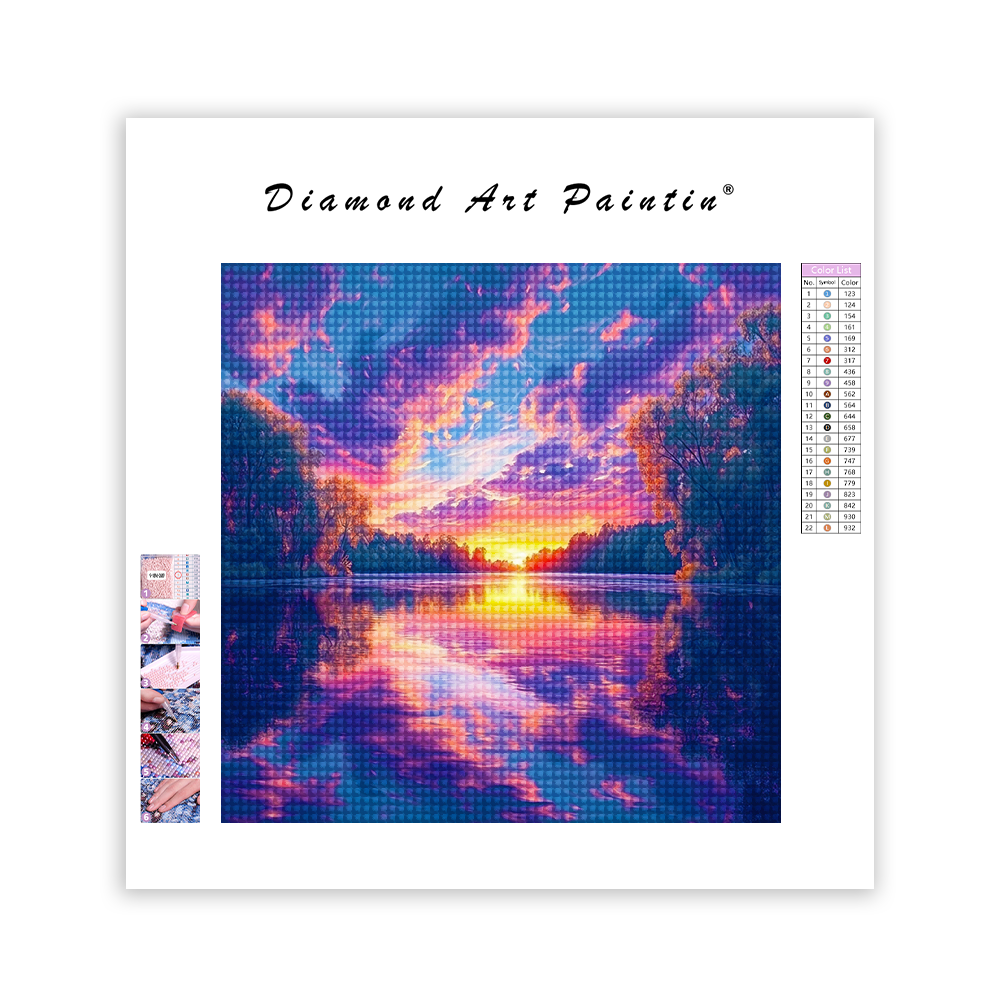 Vibrant Sunset Reflecting - Diamond Painting