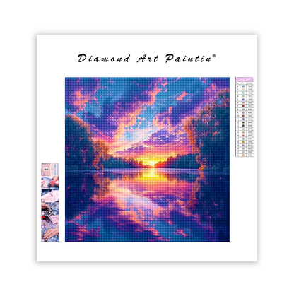 Vibrant Sunset Reflecting - Diamond Painting