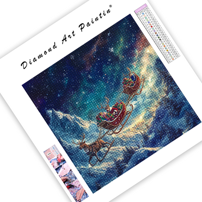 Santa's Reindeer Sleigh Ride - Diamond Painting