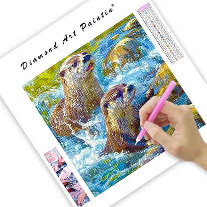 Otters in the River - Diamond Painting