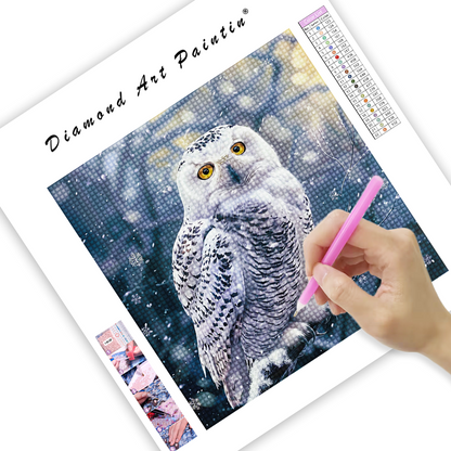 Wise Looking Snowy Owl - Diamond Painting