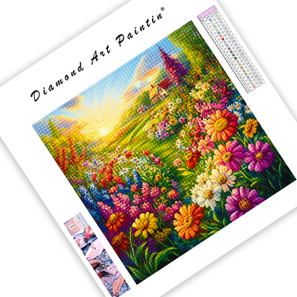 Vibrant Country Garden Filled - Diamond Painting