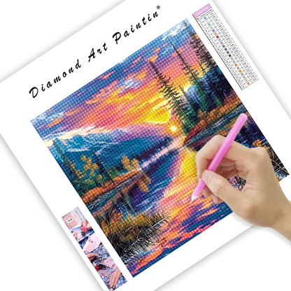 Lake At Sunset - Diamond Painting