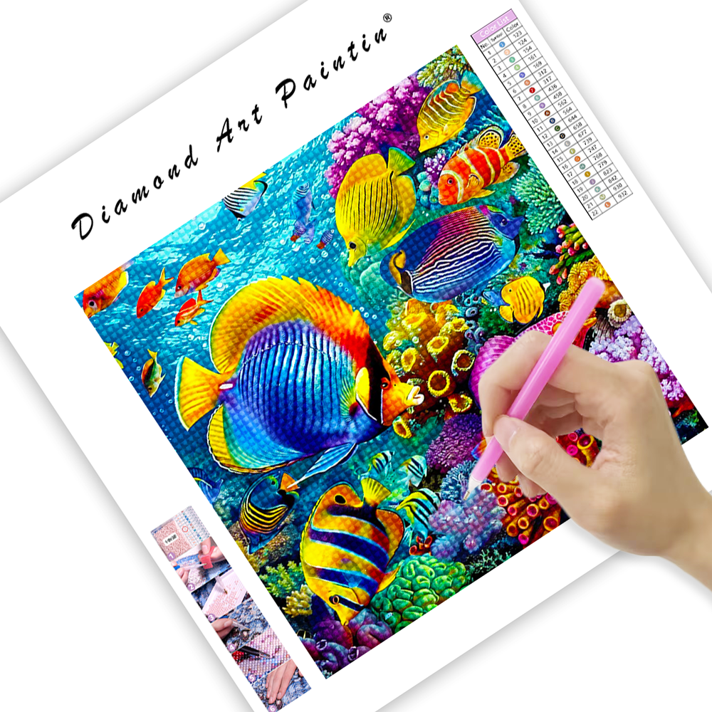 Fish School In Coral-Diamond Painting