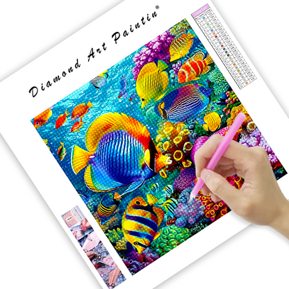 Fish School In Coral-Diamond Painting