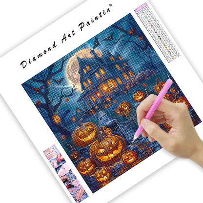 Halloween Pumpkin Castle - Diamond Painting