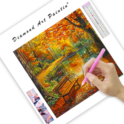 Fallen Leaves Pond - Diamond Painting