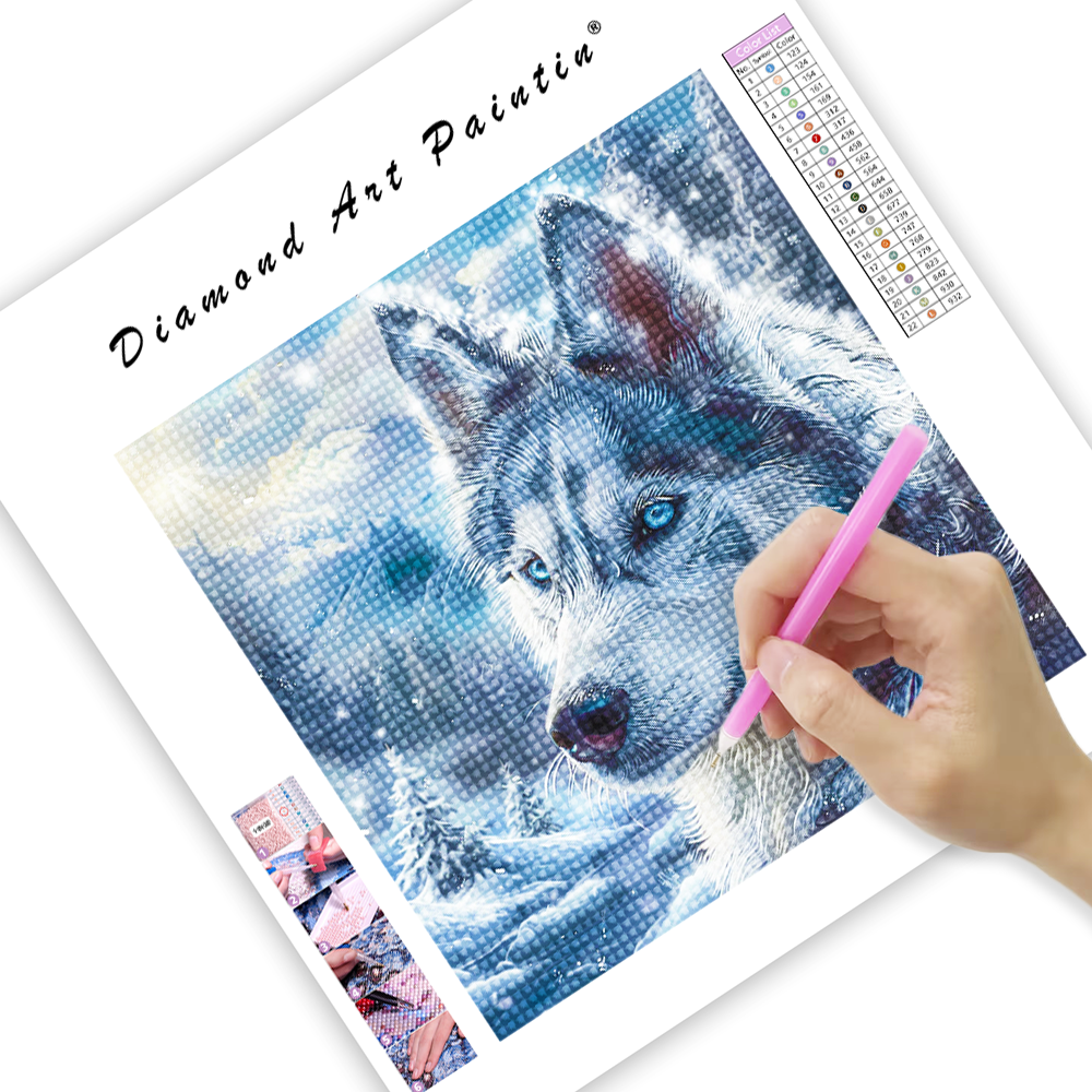 Wolf With Blue Eyes - Diamond Painting