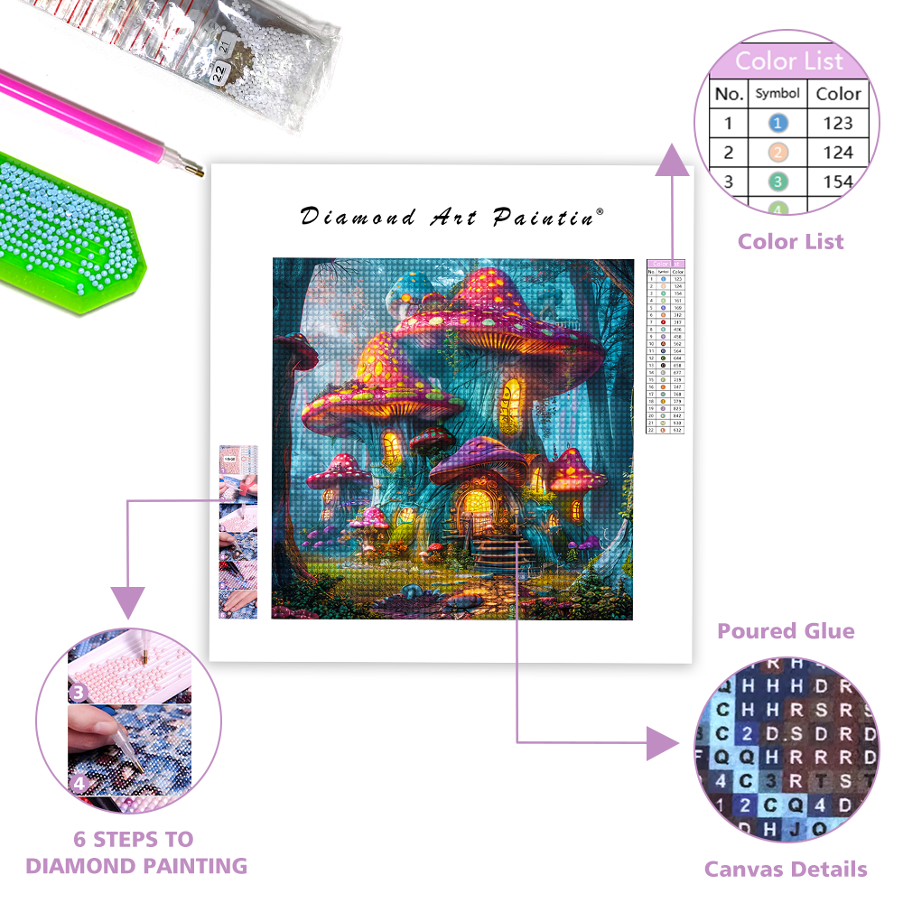 Fairy Mushroom House - Diamond Painting