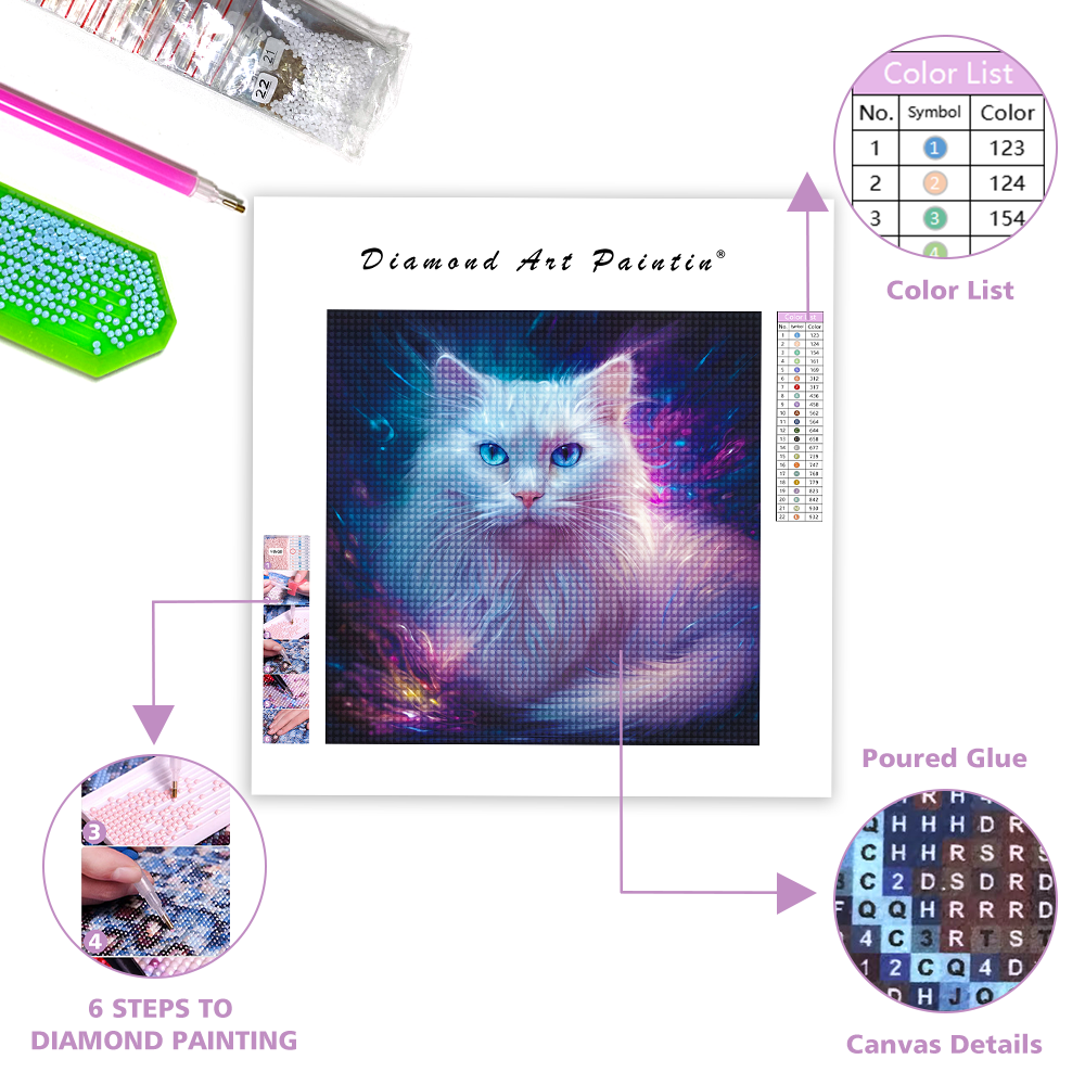 White Cat - Diamond Painting