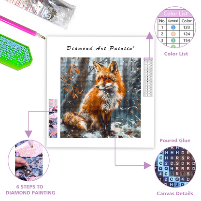 Fox In A Snowy Forest - Diamond Painting