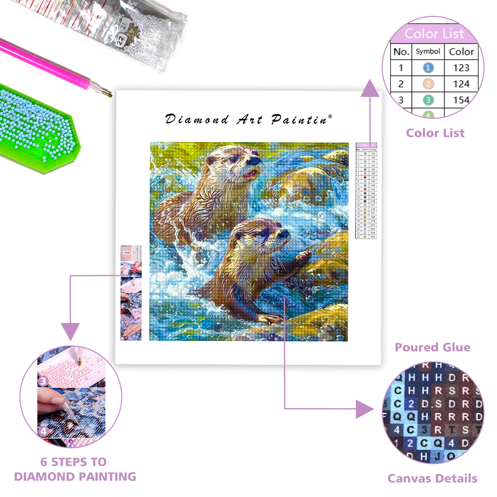 Otters in the River - Diamond Painting