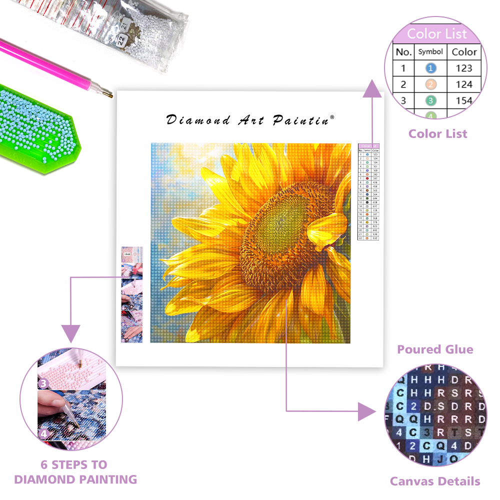 Open Sunflower - Diamond Painting