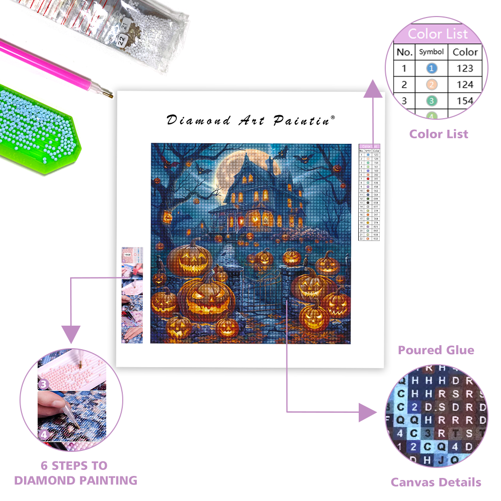 Halloween Pumpkin Castle - Diamond Painting