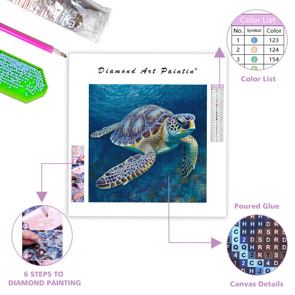 Sea Turtle In The Deep Sea - Diamond Painting