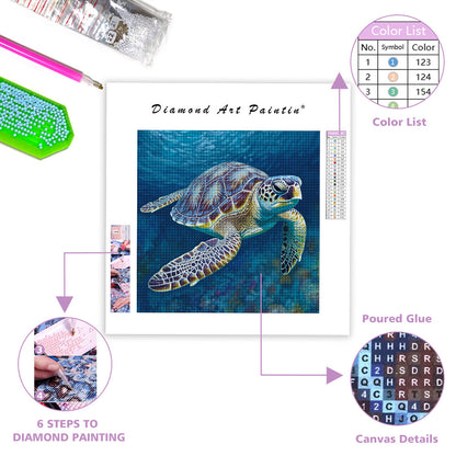 Sea Turtle In The Deep Sea - Diamond Painting