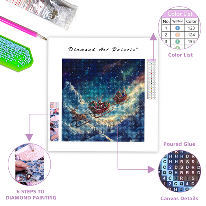 Santa's Reindeer Sleigh Ride - Diamond Painting