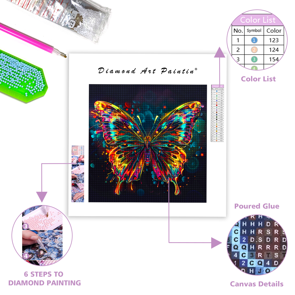 MultiColored Butterfly - Diamond Painting