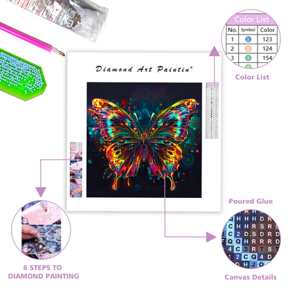 MultiColored Butterfly - Diamond Painting