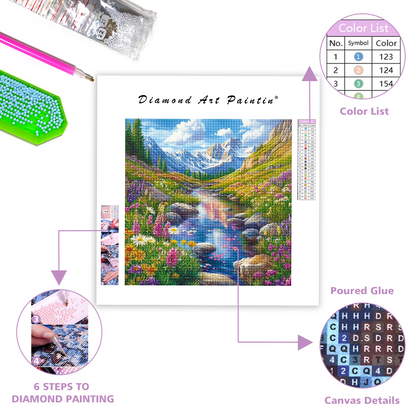 Ibrant Mountain Stream - Diamond Painting